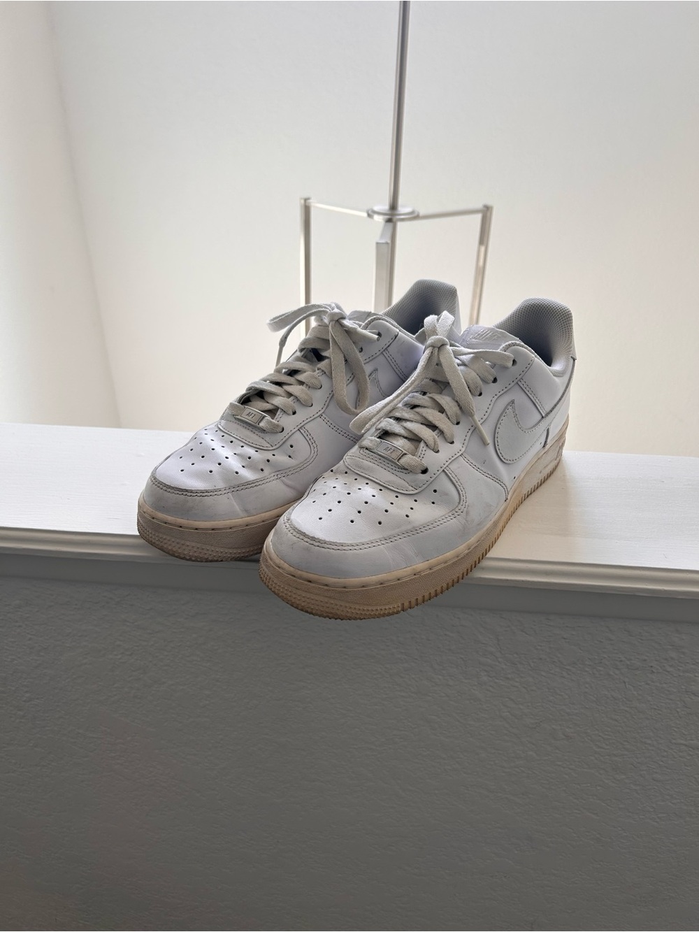 Nike Men's White and Beige Low-Top air forces